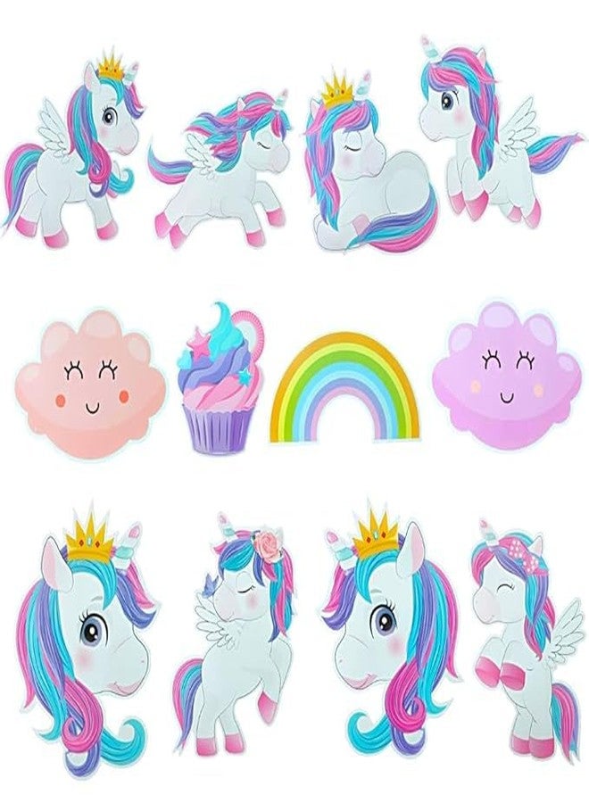 Partyjoy 16 Pieces Unicorn Happy Birthday Banner with Cake Topper Set, Multicolor, , Party Decoration Supplies happy birthday unicorn banner set of 1 - Image 5